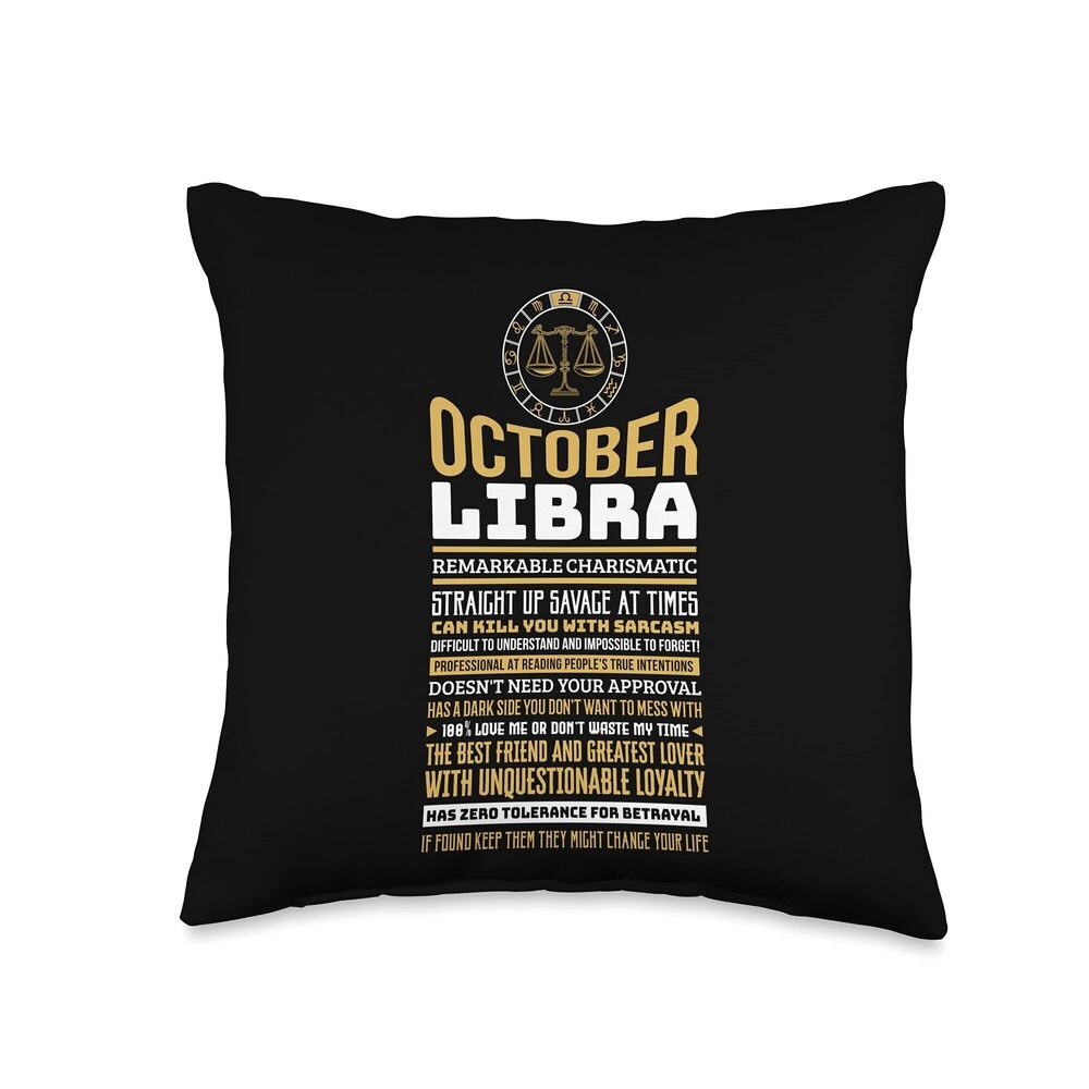 8594 Libra Facts Traits Horoscope Zodiac Funny Gift Throw Pillow